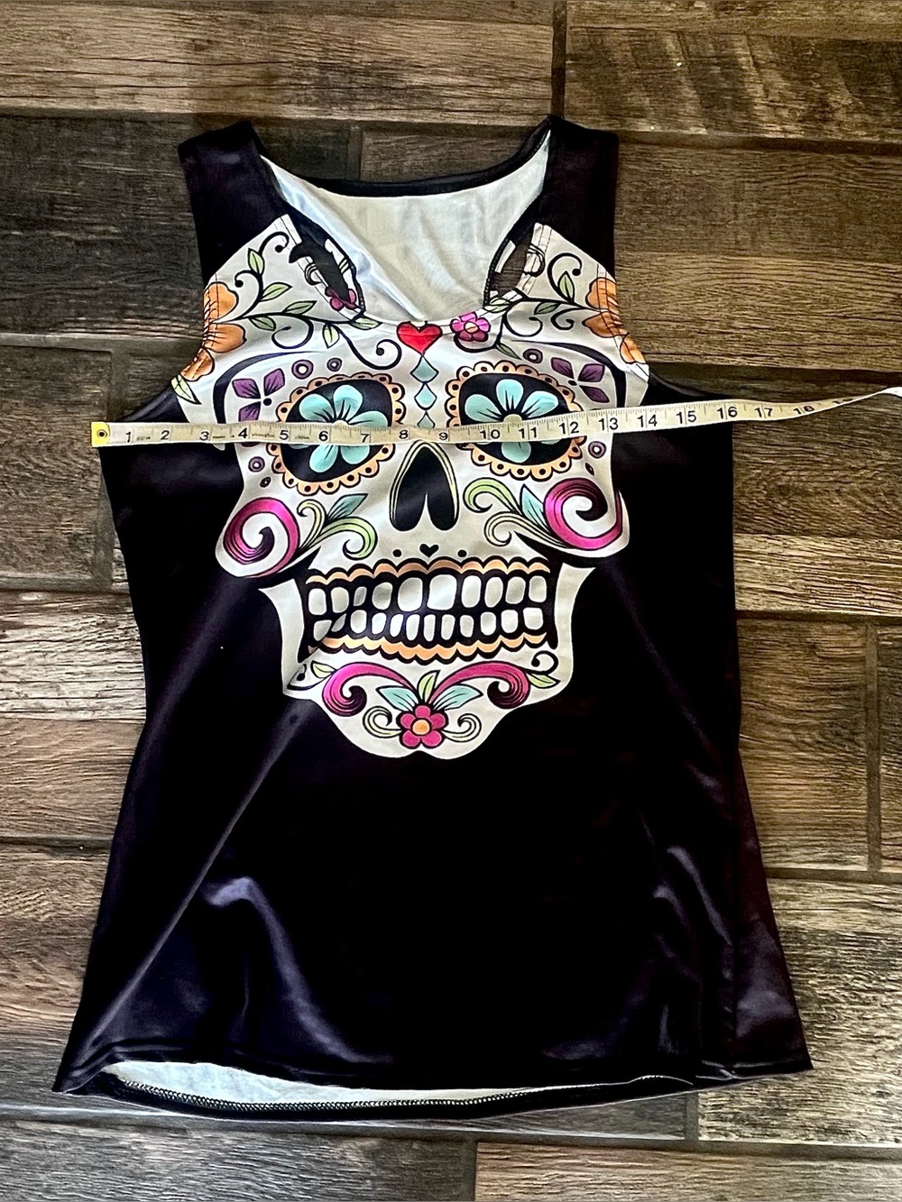 BlackMilk Day of the Dead skull print leggings M & matching rank top XL - Picture 11 of 12